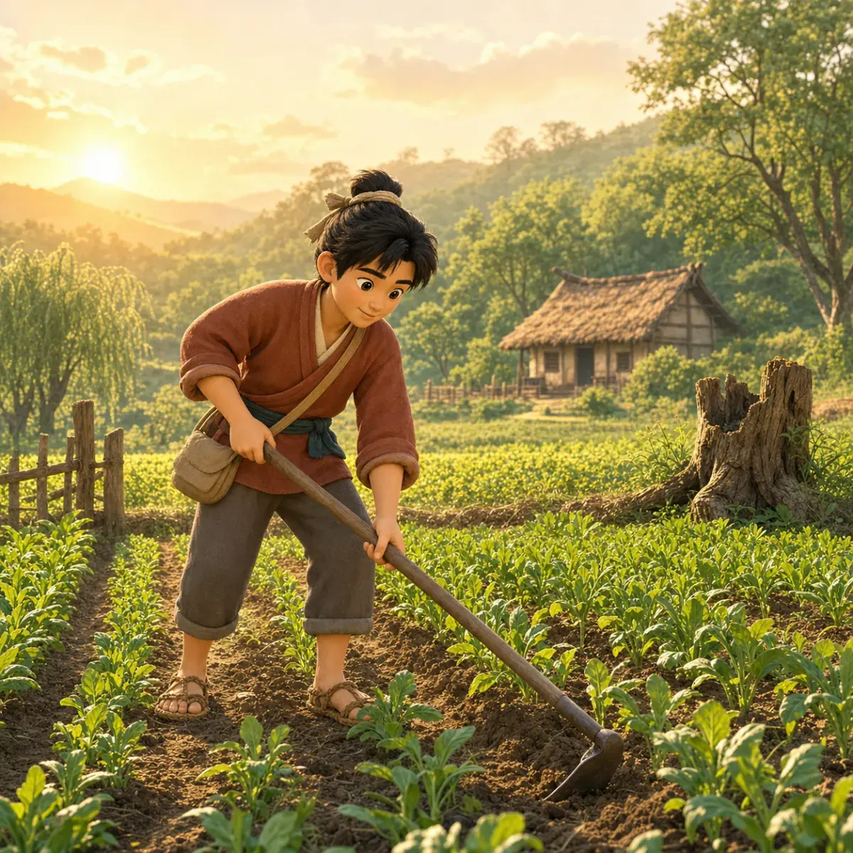 馆藏《守株待兔》插画展示