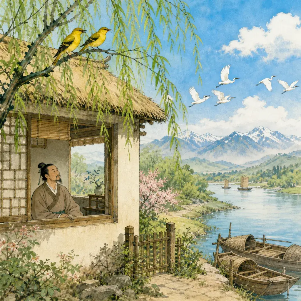 绝句·两个黄鹂鸣翠柳封面